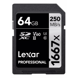LEXAR PRO 1667X SDXC UHS-II U3 (V60) R250/W120 64GB*