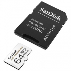 KARTA SANDISK HIGH ENDURANCE (rejestratory i monitoring) microSDXC 64GB V30 z adapterem-2465734