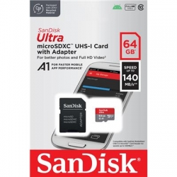 KARTA SANDISK ULTRA ANDROID microSDXC 64 GB 140MB/s A1 Cl.10 UHS-I + ADAPTER-2489117