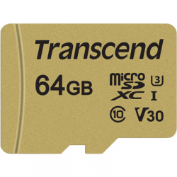 Transcend Gold 500S microSD w/adp (V30) R95/W60 64GB-2499661