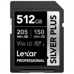 Lexar SDXC Professional SILVER Plus UHS-I/U3/A2/4K R205/W150 (V30) 512GB-2548445