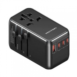 Uniwersalny adapter podróżny z ładowarką Vention 100W GaN 1x USB-A 3x USB-C czarny-2650757