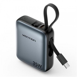 Powerbank Vention 10000mAh 35W PD z wbudowanym kablem USB-C szary-2650797