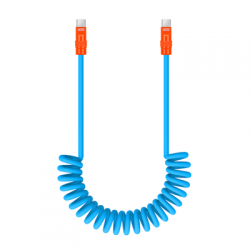 Kabel Newell USB-C - USB-C 100 W, 1,5 m, silikonowy, spiralny, niebiesko-pomarańczowy-2652539