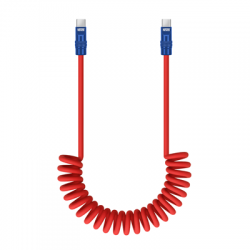 Kabel Newell USB-C - USB-C 100 W, 1,5 m, silikonowy, spiralny, czerwono-granatowy-2652541