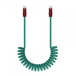 Kabel Newell USB-C - USB-C 100 W, 1,5 m, silikonowy, spiralny, zielono-bordowy-2655287