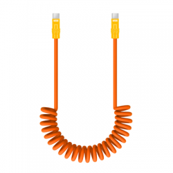 Kabel Newell USB-C - USB-C 100 W, 1,5 m, silikonowy, spiralny, pomarańczowo-żółty-2655289