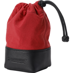 Artisan & Artist | ACAM-LP140 | Fabric and Leather Lens Pouch (M) Red/Black-2654576