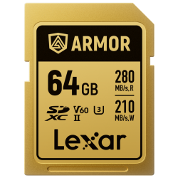 Lexar SDXC ARMOR Gold UHS-II U3, Stainless Steel, IP68 R280/W210 (V60) 64GB