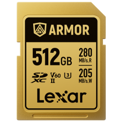 Lexar SDXC ARMOR Gold UHS-II U3, Stainless Steel, IP68 R280/W210 (V60) 512GB