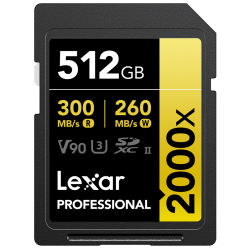 Lexar SDXC Pro 2000X UHS-II U3 R300/W260 (V90) 512GB