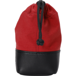 Artisan & Artist | ACAM-LP140 | Fabric and Leather Lens Pouch (M) Red/Black