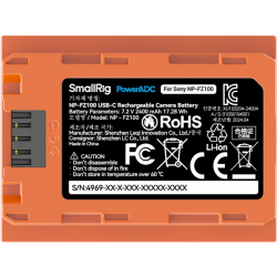 SmallRig 4969 NP-FZ100 USB-C Rechargeable Camera Battery Orange