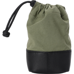 Artisan & Artist | ACAM-LP140 | Fabric and Leather Lens Pouch (M) Khaki/Black