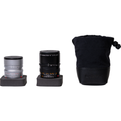 Artisan & Artist | ACAM-LP120 | Fabric and Leather Lens Pouch (S) Black