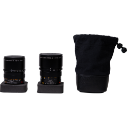 Artisan & Artist | ACAM-LP140 | Fabric and Leather Lens Pouch (M) Black