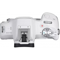 Aparat Canon EOS R50 biały body + Obiektyw Canon RF-S 18-45mm F4.5-6.3 IS STM srebrny