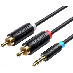 Kabel audio 3,5 mm męski na 2RCA męski 2m czarny