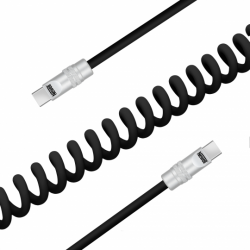 Kabel Newell USB-C - USB-C 100 W, 1,5 m, silikonowy, spiralny, czarny