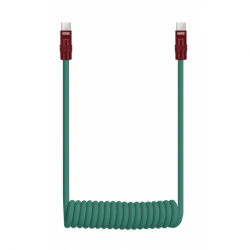 Kabel Newell USB-C - USB-C 100 W, 1,5 m, silikonowy, spiralny, zielono-bordowy