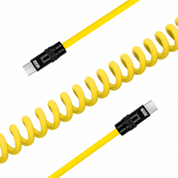 Kabel Newell USB-C - USB-C 100 W, 1,5 m, silikonowy, spiralny, żółto-czarny