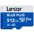 Lexar microSDHC Blue Plus UHS-I with SD adapter, up to 170MB/s read  C10/A2/U3 (V30) 512GB